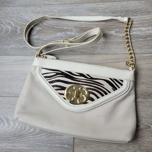 NWOT Emma Fox Genuine Leather Crossbody Purse/Shoulder Bag Zebra/Floral Pattern - Picture 5 of 6